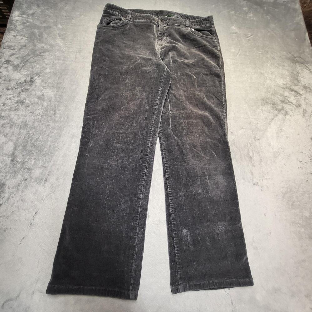 Woolrich Pants Womens 12 Gray Corduroy Chino Stretch Zip Flat Front